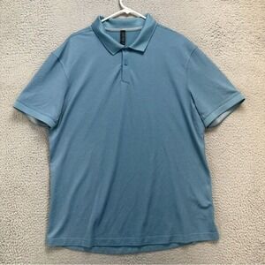 Lululemon Polo Mens 2XL Golf Blue Pima Cotton Blend Short Sleeve EUC